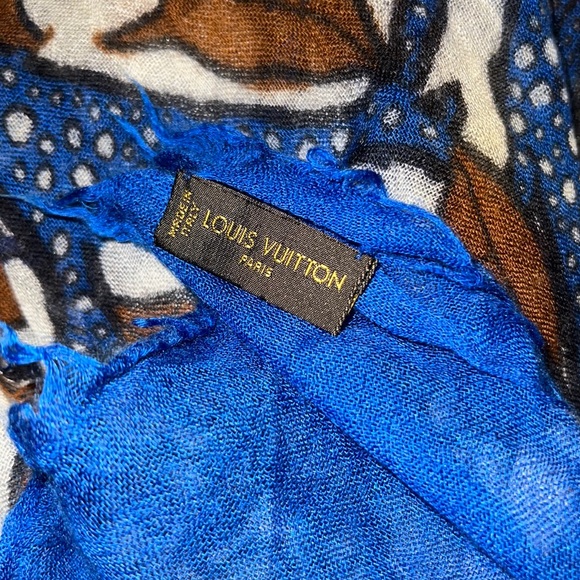 Louis Vuitton Silk Cashmere Cobalt Blue Sarong - Picture 2 of 14